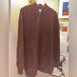 KOTN Men's Zip Up Sweater in Rich Brown